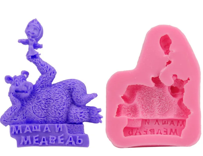 

3D Cartoon Bear Girl Shaped Fondant Silicone Mould 7.4*7.4*1.9cm birthday Cake Decor Tools Soap Cookie Chocolate Mould E2111