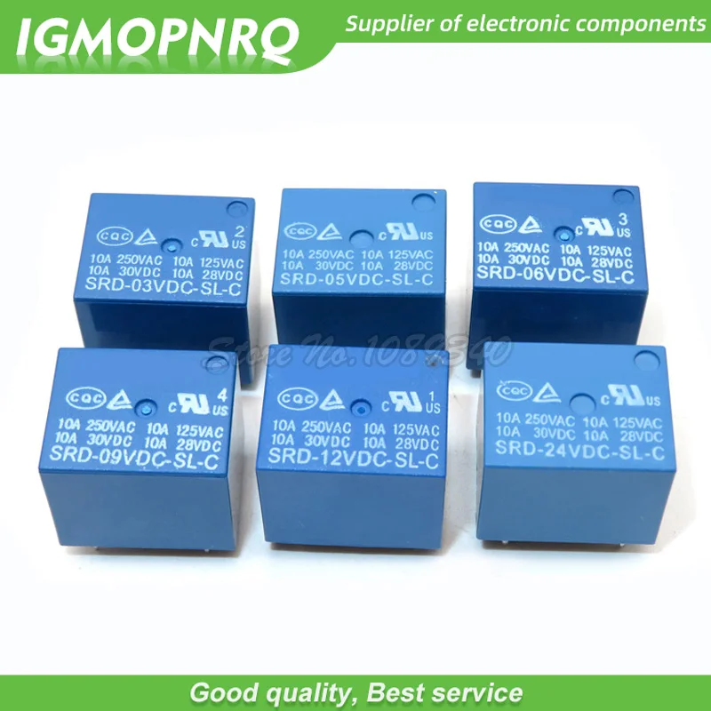 

5PCS High Quality Relay SRD-03 05 06 09 24 12VDC-SL-C 5PINS 3V 5V 6V 9V 24V 12V Relays IGMOPNRQ