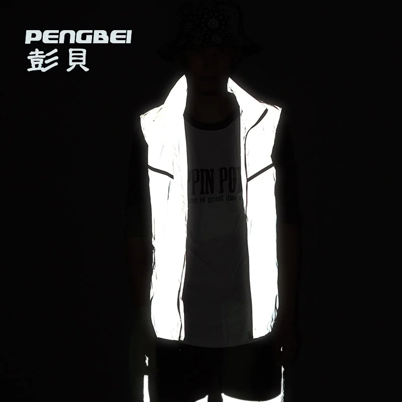 

Exclusive sales 3M Reflective Vest Plus size S-4XL Hip hop Biker Thin Breathable Night Jogging Safety Waterproof Outdoors Vest