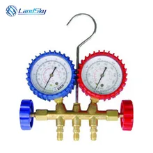 Copper double valve Table valve double refrigerant refrigeration gauge set table Manifold Gauge Set A/C Air Conditioning 1/4SAE 1 sets r 134a a c manifold gauge air conditioning a c diagnostic tool with colored hose refrigeration kit car diagnostic tool