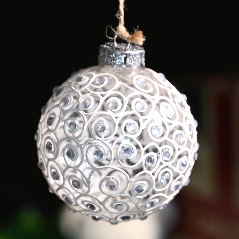 

Beautiful Handmade Weding Glass ball Ornament decoration/White Blessing/Valentine'Gift Happy New Year Holiday Xmas Bauble 8cm