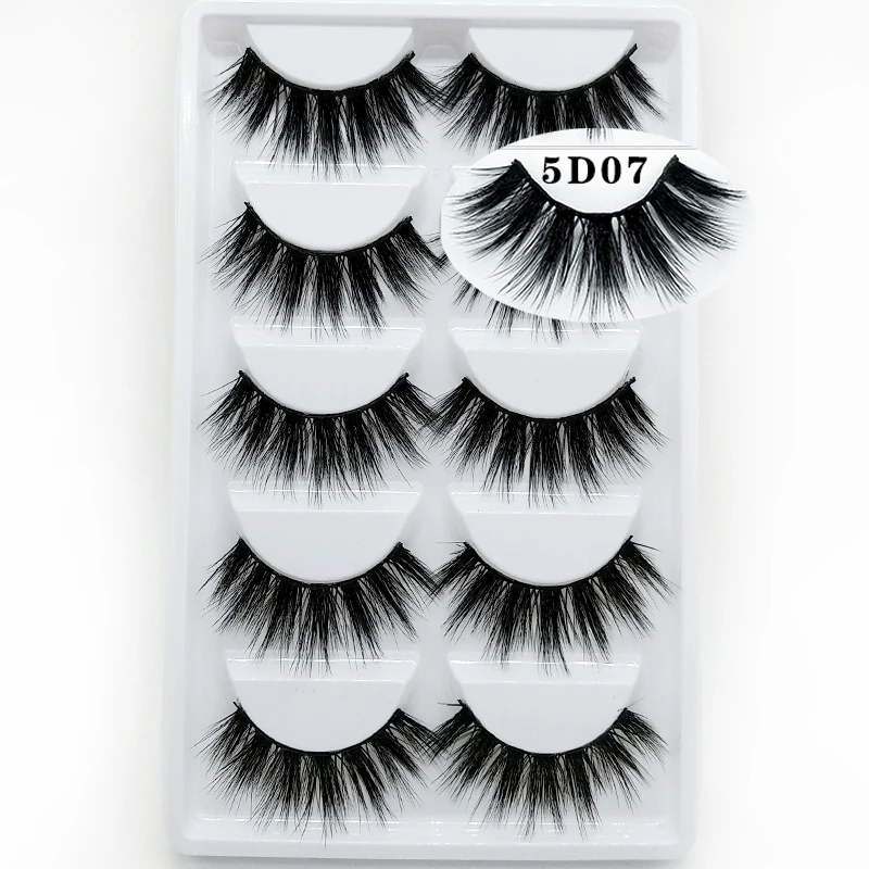 

5 pairs Natural Mink False Eyelashes Winged Cross Eye Lashes Handmade Cotton Stalk Banquet makeup Tool Mink Fake Eyelashes
