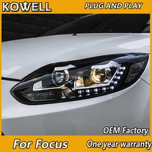 KOWELL автомобильный Стайлинг для Ford Focus головной светильник s U angel eyes 2012 2013 для Ford Focus светодиодный светильник Q5 bi xenon объектив