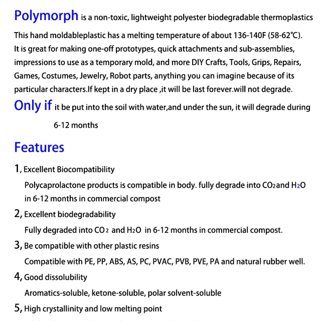 Reusable Moldable Plastic Pellets Polymorph InstaMorph for Sculpting  Crafting Thermoplastic Friendly Plastic DIY Supplies 100g