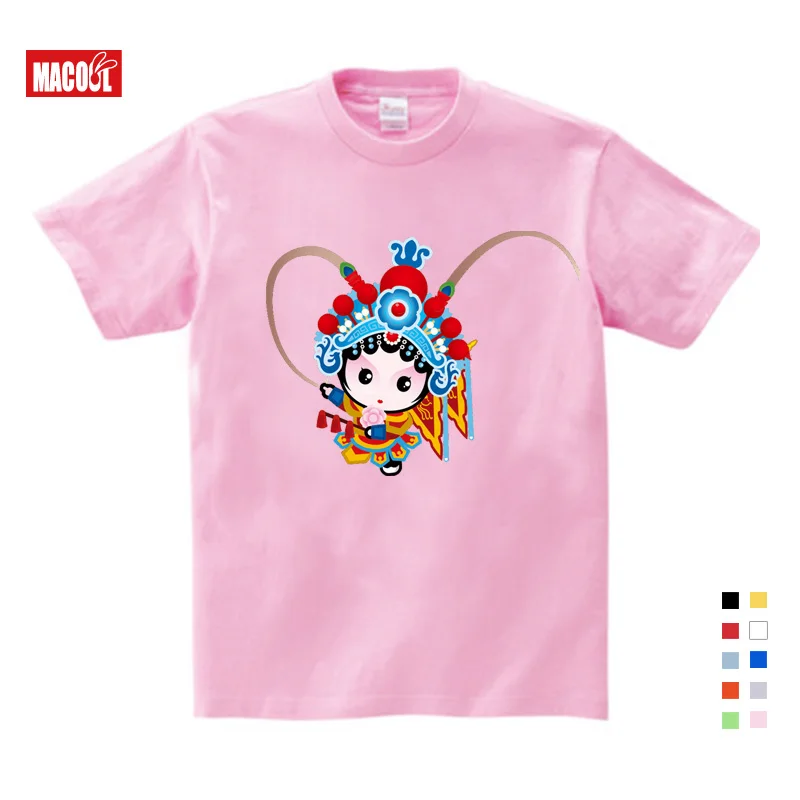 Beijing Opera girls tops chinese style t-Shirt Theodore  Costume kids costume  Free Shipping Cartoon TShirt Summer Send