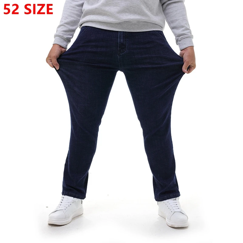 

Tide brand big size XL MENS fat elastic waist jeans cowboy oversize pure male movement
