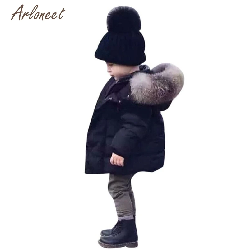Arloneet/Куртки и пальто; модная зимняя хлопковая плотная теплая верхняя одежда на молнии с капюшоном для мальчиков и девочек; Лидер продаж года; Новинка года; OB17