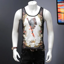 Мужские майки летние шелковые мужские майки роскошные королевские принты мужская одежда тонкий Ropa Hombre винтажные Жилеты мужские Debardeur Homme