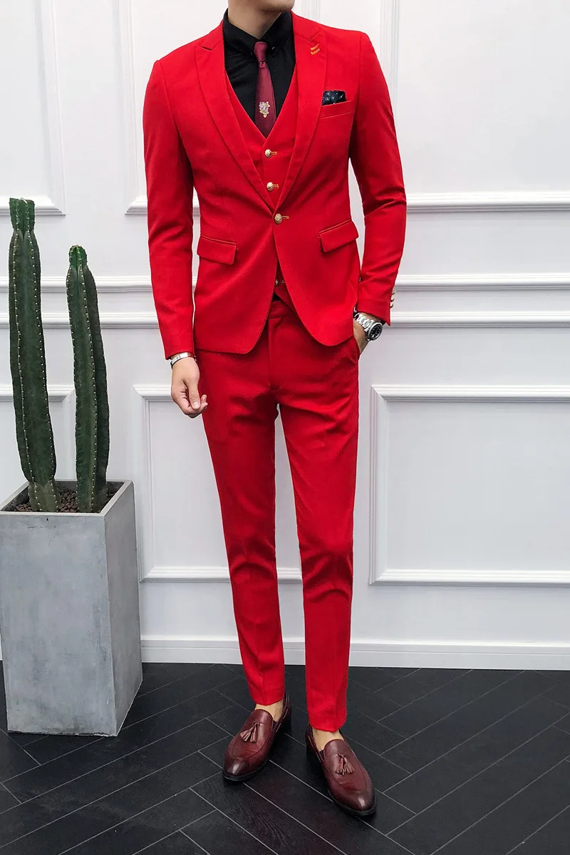 Traje Hombre, профессиональный приталенный костюм для жениха и банкета, комплект из трех предметов для мужчин и подростков