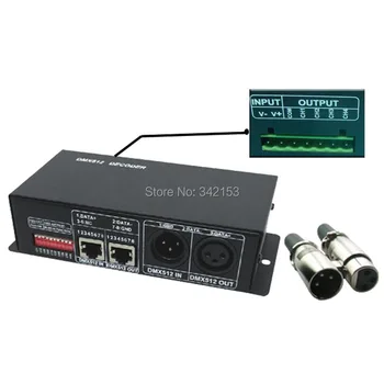 

DMX 512 4CH DC12-24V 16A Common Anode RGB Controller Dimmer For Dream Color LED Light Strip Portable Lighting Accessories