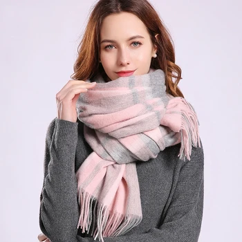 

Plaid Wool Scarf for Women Winter Shawls and Wraps Ladies Luxury Brand 2019 Soft Thick Pashmina Capes Plaid Warm Scarf Wool Wrap