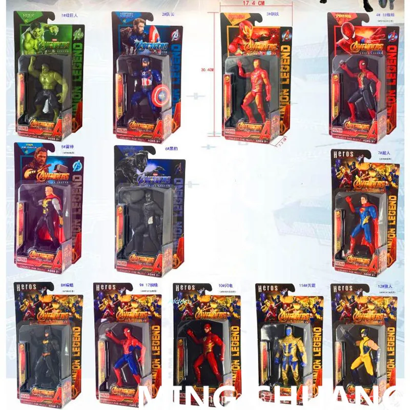 

Avengers: Endgame Superhero Captain America Iron Man Hulk Spider-Man Batman With LED Light PVC Action Figure Toy BOX 15CM Z1690