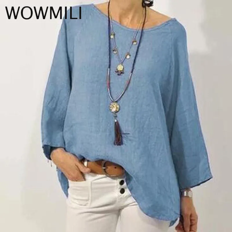 

2019 New 5 Color Options to 5XL Plus Size High Street Solid Color Cotton Linen Round Neck T Shirt Women T-Shirt Free Drop Ship
