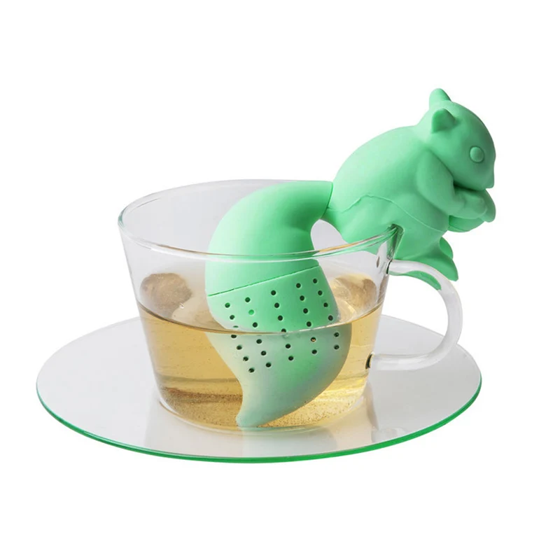 Tea Infuser Silicone Cute Squirrel Shape Tea Coffee Loose Leaf Strainer