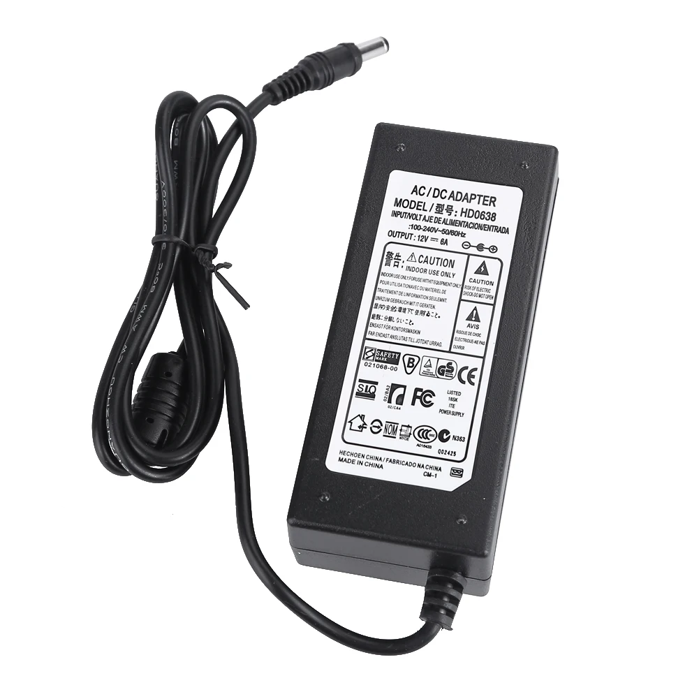 

DC12V 6A Power Supply Charger Transformer Adapter for 5050 5630 3528 LED Strip light US/UK/EU/AU standard 100-240V