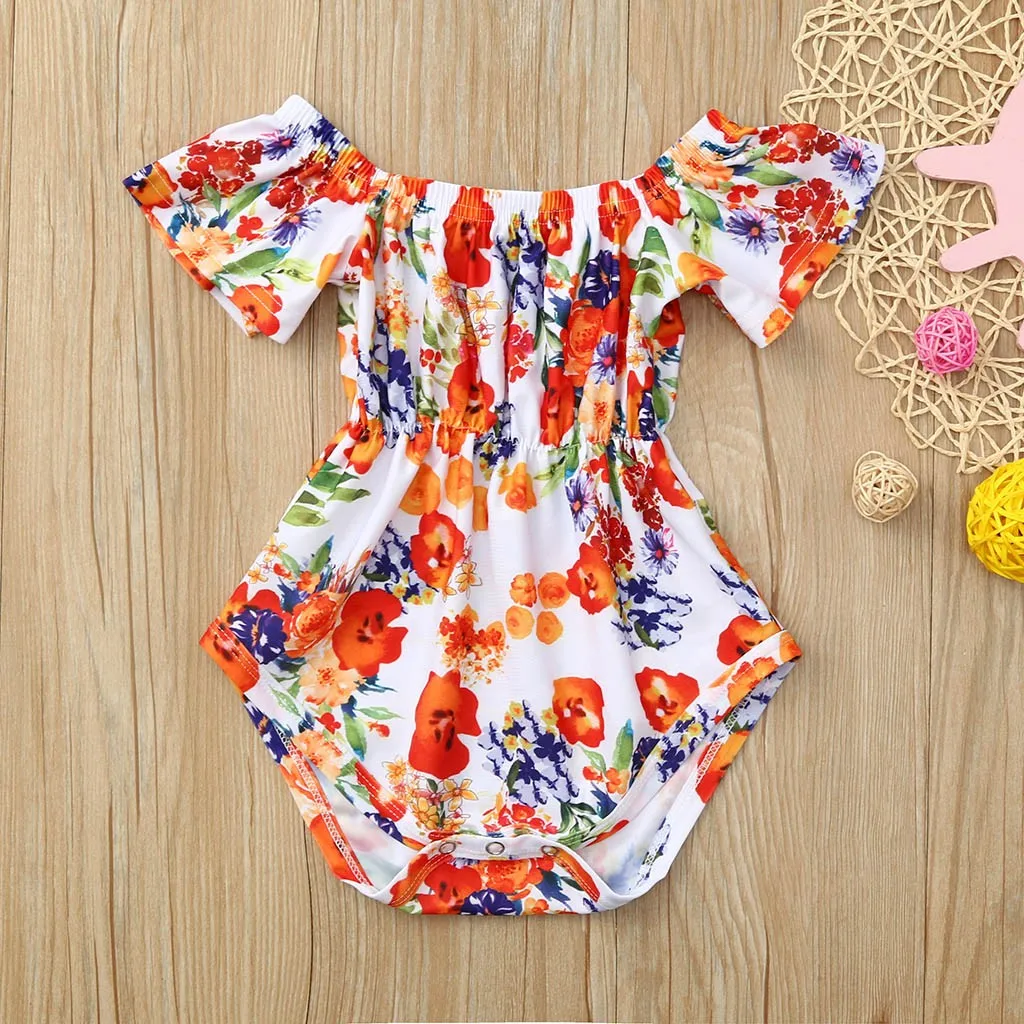 

newborn baby girl clothes summer 2019 Off-Shoulder MODIS Rompers Infant Floral Print Jumpsuit roupa infantil bebek giyim cute