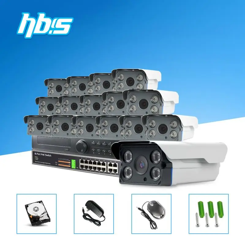 

HBSS 16CH Full HD Night Vision Motion detection ONVIF 1920*1080P P2P POE Fixed Lens Email Alarm Indoor Security System