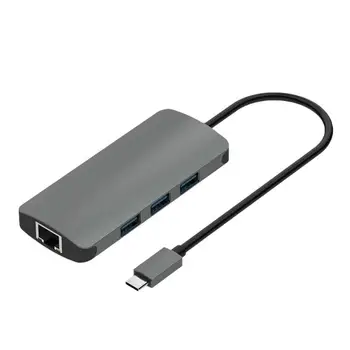 

Type-C to 3 Ports USB 3.0 Hub RJ45 Gigabit Ethernet Lan Network Adapter Converter Cable for Macbook Pro for U Disk Keyboard