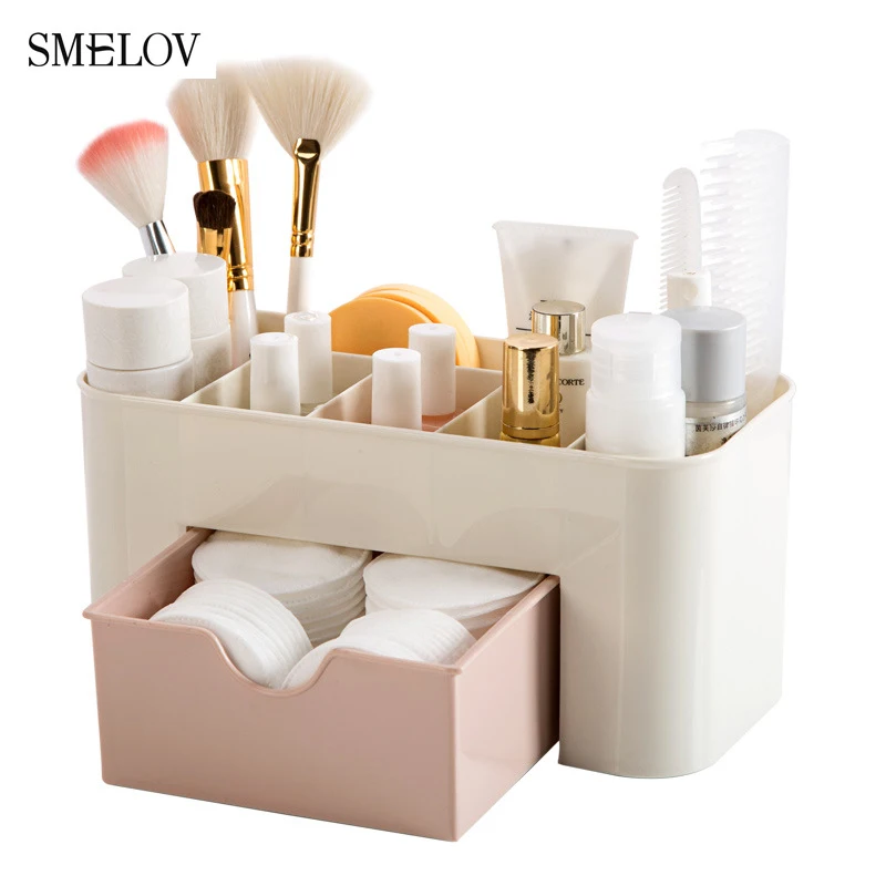 

fashion Women Cosmetic Case bag Makeup Holder Desktop Storage Organizers Plastic Make Up Toiletry Sundries jewelry Organizer box