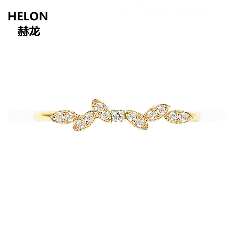 

Solid 14k Yellow Gold Natural Diamonds Engagement Wedding Ring Anniversary Band Fine Jewelry Millgrain Trendy for Women