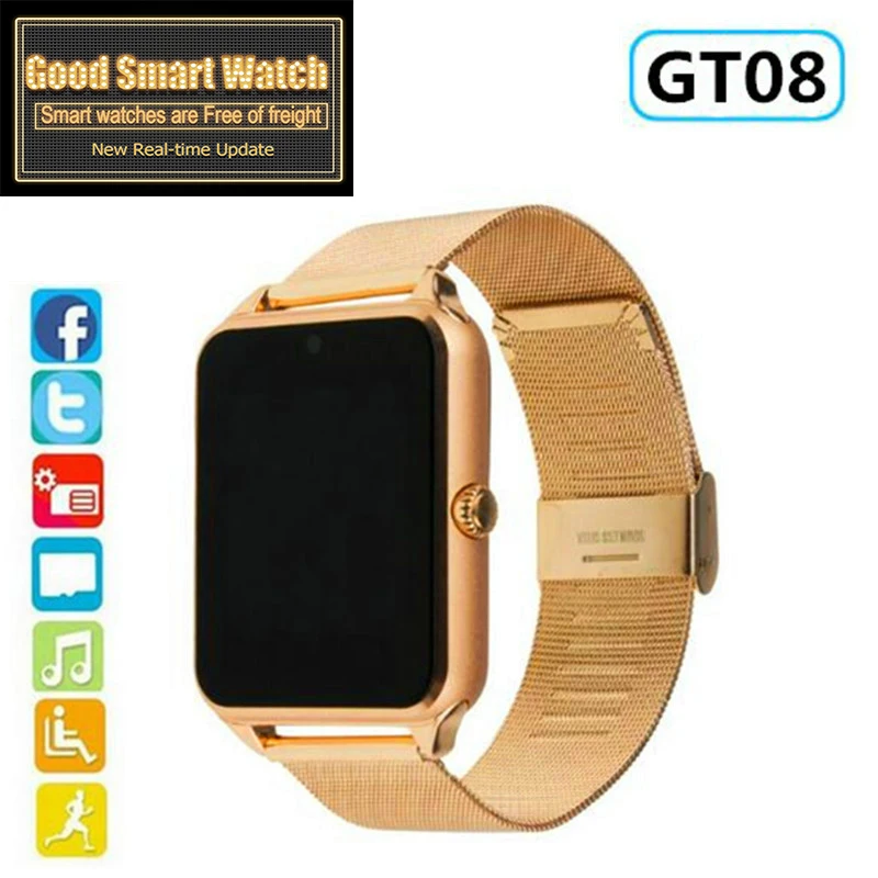 

Smart Watch GT08 Plus Metal Strap Bluetooth Wrist Smartwatch Support Sim TF Card Android&IOS Multi-languages PK S8 Z60