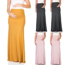 Женское платье для беременных, одежда с высокой талией, Однотонная юбка, комфортная юбка для кормления, ropa mujer, Одежда для беременных, C617
