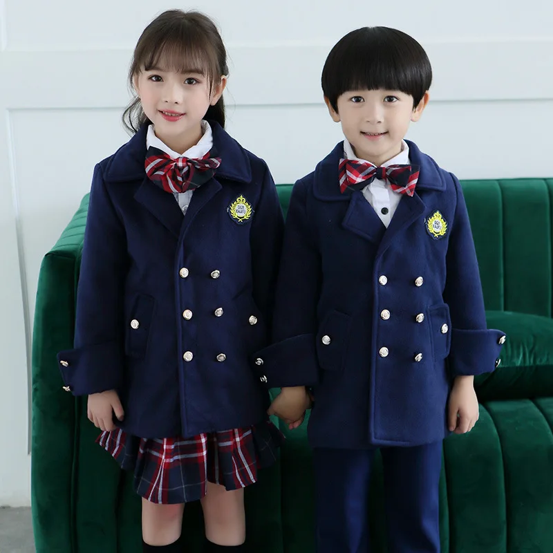 

New Spring and Autumn Kindergarten Garden Uniforms Primary School Children's Costumes Suit Three-piece British Wind Set