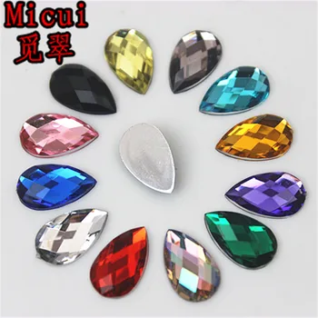 

Micui 100PCS 8*13mm Acrylic Rhinestone Water Drop Acrylic Flatback Strass Crystal Stones For Dress Crafts Decorations MC762