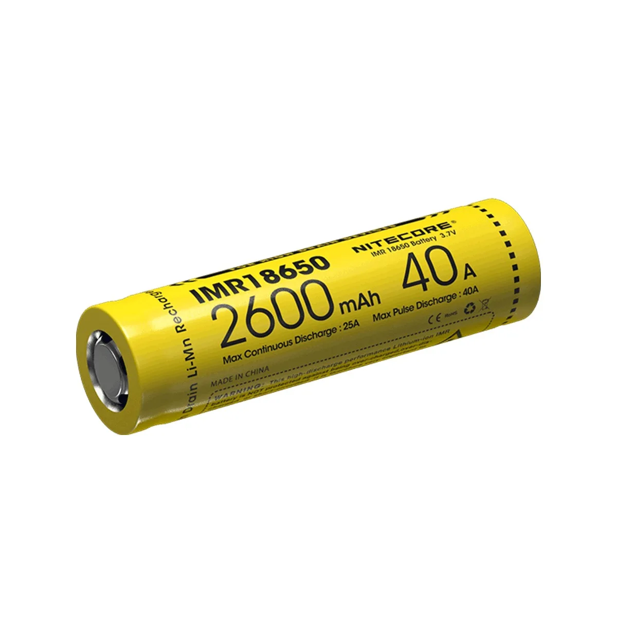 NITECORE power IMR18650 2600mAh 40A 3,7 V литий-ионная защищенная аккумуляторная батарея с высокой прочностью для Vaping устройств 2 шт. с плоским верхом - Цвет: 2600mAh 40A