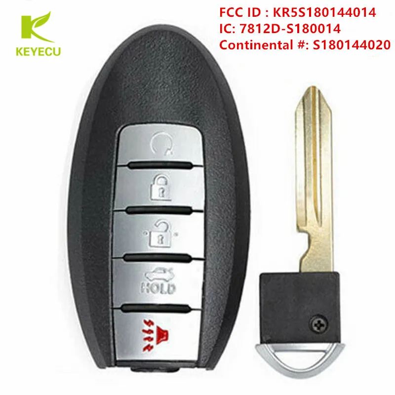 

Запасной смарт-ключ KEYECU с 5 кнопками 433,92 МГц ID47 для Nissan Altima,Maxima 2013-2015 FCC: KR5S180144014, содержимое №: 44020