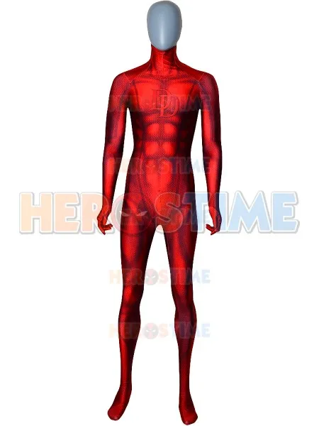 

High Quality 3D Print Daredevil Cosplay Costume Classic Marvel Daredevil Muscle Bodysuit Lycra Spandex Zentai Catsuit Men Boys