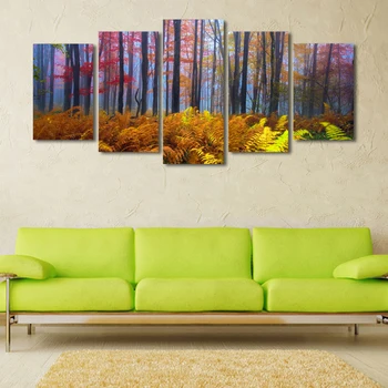 

Oil Painting Cuadros 5 Pcs(no Frame) Colorful Trees Forest Landscape Print Painting On Canvas Wall Art Home Decor Living Room