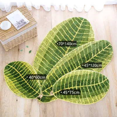 

2018 New High Qulity Comfortable Big Green Leaves Mat Carpet Absorbent Slip-resistant Kitchen Rugs Door Bathroom Floor Mats