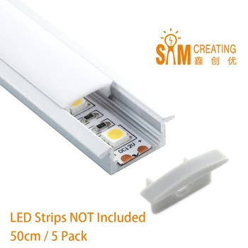 

5pcs 0.5M Super Slim Recessed Aluminum LED Profile with Flange Using for Strip within 12mm 3 types Cover Avail