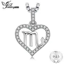 JewelryPalace зодиака Созвездие Скорпион сердце любовь кубического циркония кулон цепочки и ожерелья 925 пробы серебро 45 см цепи