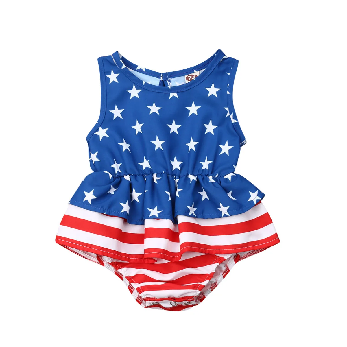 

Independence Day Newborn Baby Girl Clothes Girls Sleeveless Romper July 4th Striped Stars Jumpsuits Kids Summer Outfits 0-18M