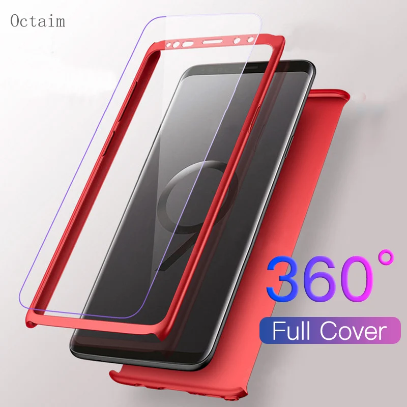 Full Body Case for Samsung Galaxy S9 Plus Hard PC Protective Cases Cover PET Glass Note 8 S8 S7 Edge Film |