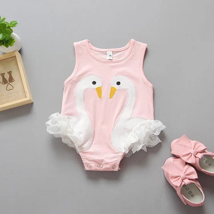 Bird Flamingos Infant Baby Boys Girls Crawling Clothes Sleeveless Rompers Romper Jumpsuit Black