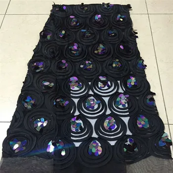 

2018 New Style French Sequins Net Lace Fabric 3D Flower African Tulle Mesh Lace Fabric High Quality African Lace Fabric H580-2
