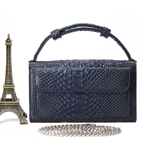 Genuine Leather Day Clutch Crocodile Pattern Phone Clutch Python Pattern Pouch Shoulder Crossbody Bag Ostrich Pattern Women Tote - Цвет: Dark Blue