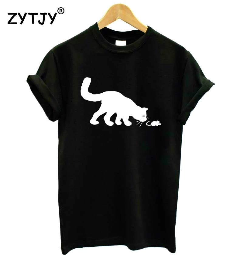 القط ماوس طباعة المرأة التي شيرت القطن عارضة مضحك t قميص لسيدة فتاة أعلى المحملة محب هبوط السفينة Y-63