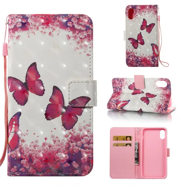 

TPFIX Luxury 3D Colorized Painting Wallet Case For iPhone X 8 8 Plus 7 7 Plus 6S 6 Plus 5S 5SE For iPod Touch 5 6 Leather Flower