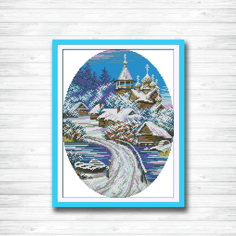 

Snowscape Europe house Winter Scenery dmc 14CT 11CT counted cross stitch Needlework Set Embroidery kits chinese cross stitch