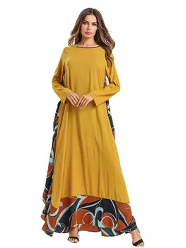 

Ramadan Muslim Dresses Large Women's Muslim Middle Eastern Fashion Dress Ruffled Stitching Loose Abaya Mujer Musulmane 197543
