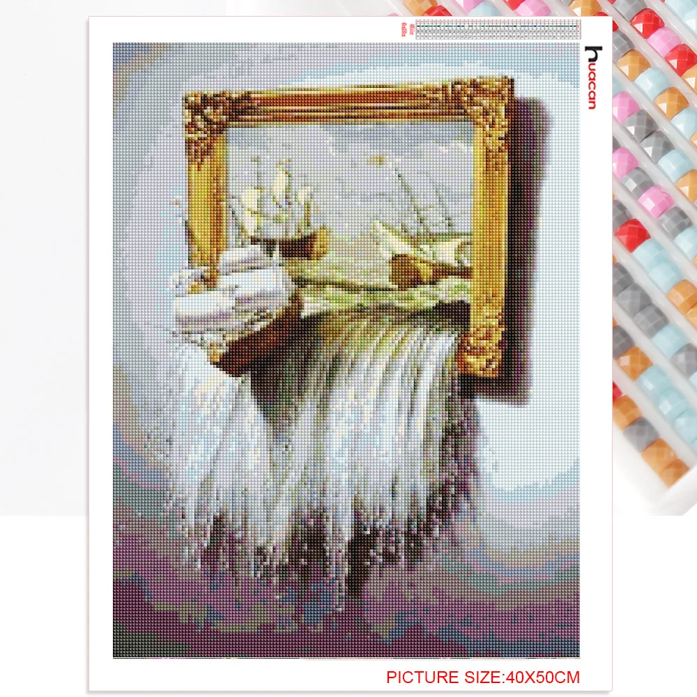 Huacan алмазная вышивка распродажа пейзаж мозаика 5D рыбы живопись|painting cross stitch|diamond