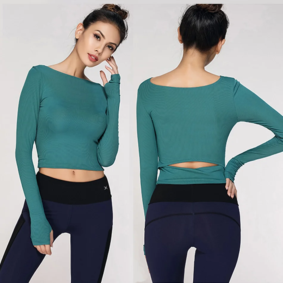 long sleeve yoga crop top