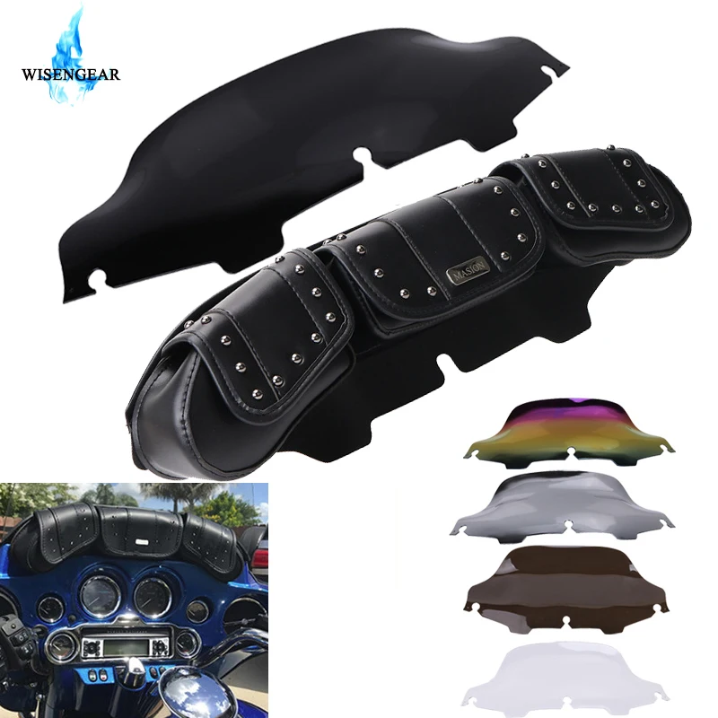 Сумка седло WISENGEAR для лобового стекла Harley Touring Wave 3 кармана обтекатель Electra Street Tri