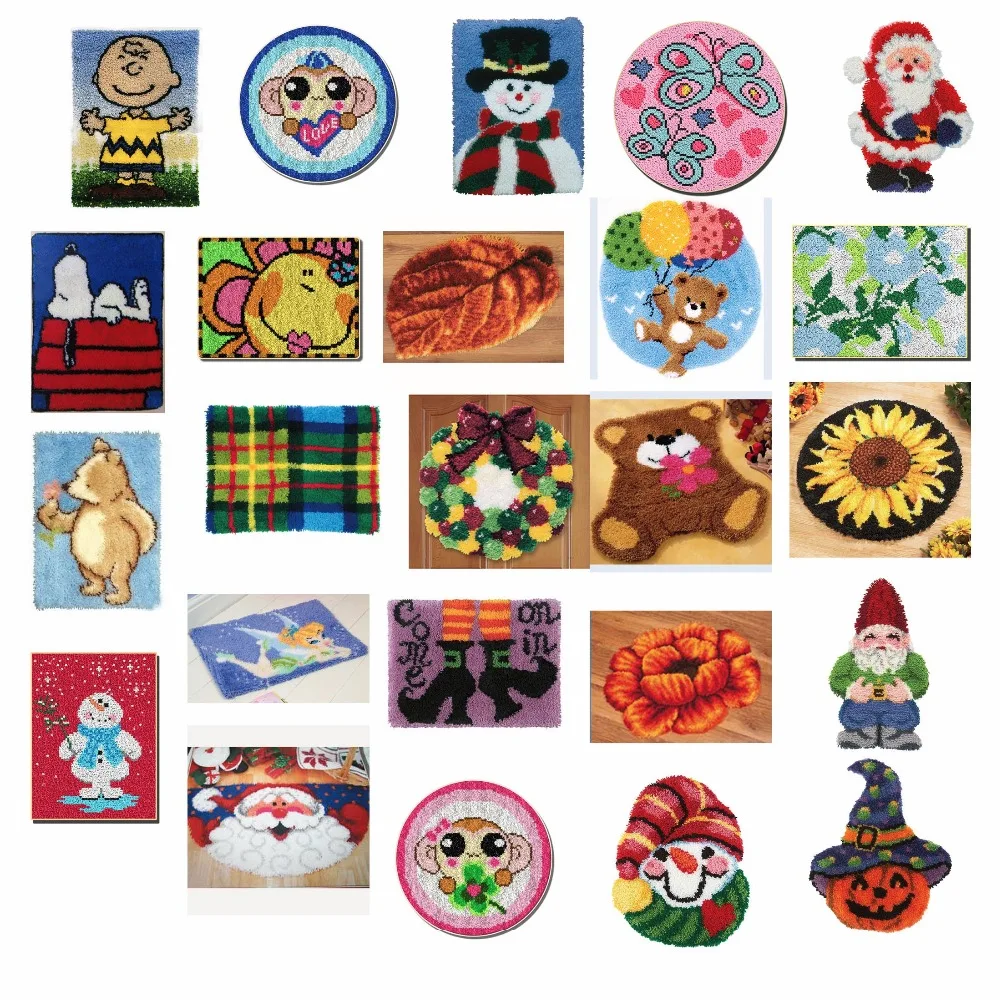 

2017 snowmanCushion Latch Hook Kit Mat DIY Craft Flower 42CM 42CM Cross Stitch Needlework Crocheting Cushion Embroidery 7