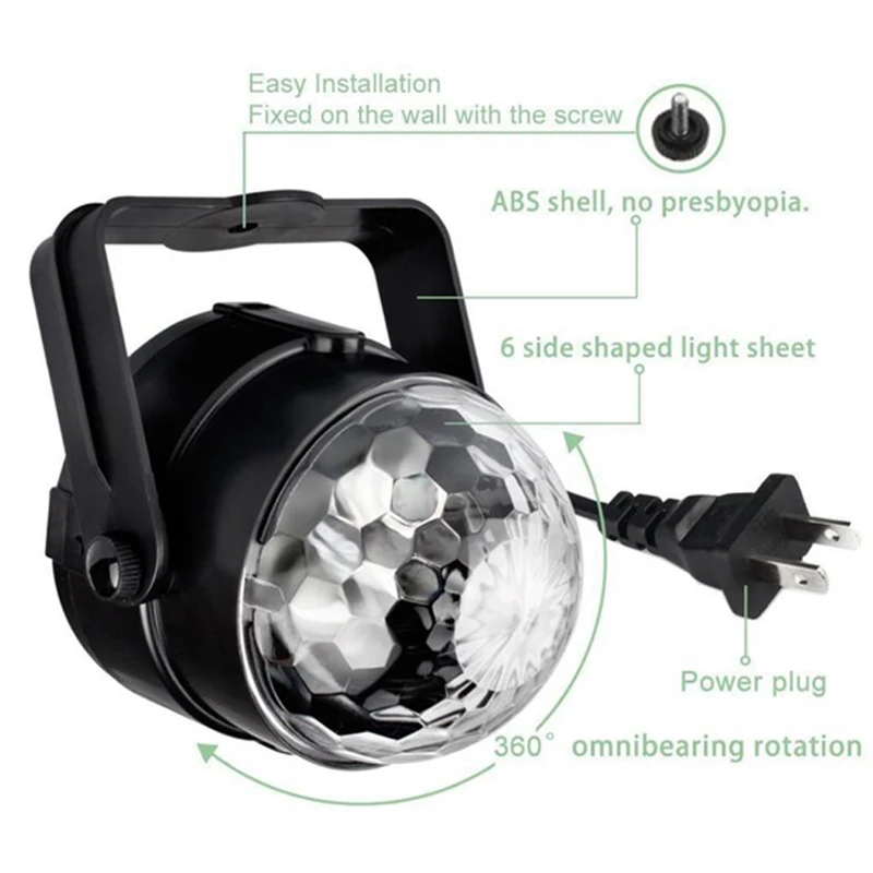 Sound Activated Rotating Disco Ball Party Lights Strobe Light 3W RGB LED Stage Lights For Christmas Home KTV Xmas Wedding Show (7)