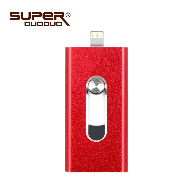 Новинка 3 в 1 usb флеш-накопитель USB 2,0 для iPhone/iPad/IOS/Android/PC 64 ГБ 32 ГБ 16 ГБ 8 ГБ флеш-накопитель высокоскоростной флеш-накопитель - Color: red